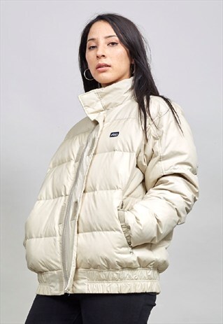 VINTAGE 90'S ASICS OVERSIZED CREAM PUFFER JACKET