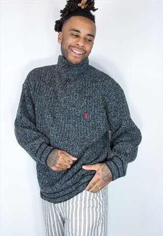 RALPH LARE EMBROIDED 1/4 ZIP SWEATSHIRT