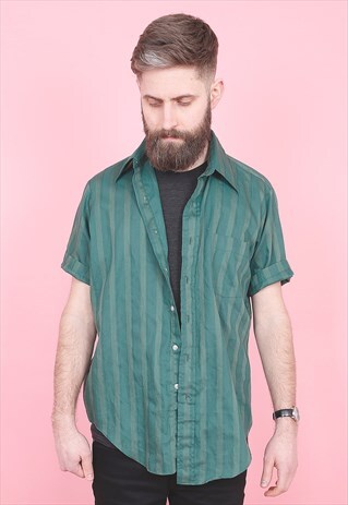 VINTAGE GREEN STRIPED SHIRT /R10197