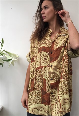 PATTERNED OVERSIZED RETRO VINTAGE UNISEX FESTIVAL SHIRT