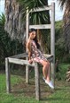 ALEXA RED LION PRINT COTTON SHIFT DRESS
