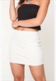RUBBER STRETCH WHITE CHECK PRINT BACK ZIP BODYCON MINI SKIRT