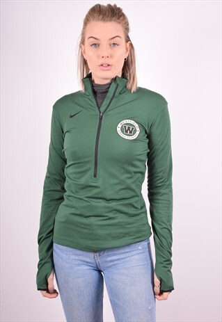 NIKE WOMENS VINTAGE TRACKSUIT TOP SMALL GREEN 90S