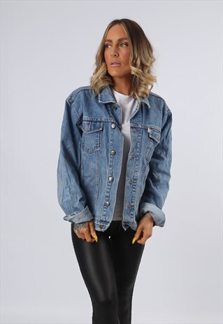 DENIM JACKET OVERSIZED FITTED VINTAGE UK 14 - 16 (34D)