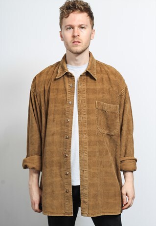VINTAGE CORDUROY CORD SHIRT BROWN