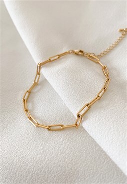 18k gold rectangle chain link bracelet 