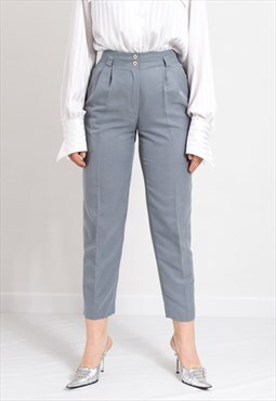 Vintage pleated mom pants in grey tapered leg