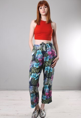 VINTAGE 90S HAWAIIAN PATTERNED PYJAMA PANT TROUSERS