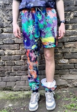 Detachable Tie-dye joggers handmade shorts paisley pants 