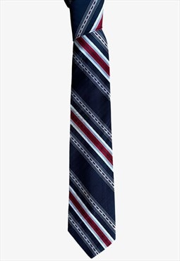 Vintage 70s Louis Feraud Paris Red & Navy Striped Tie