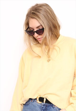 VINTAGE 90S PLAIN YELLOW SWEATER JUMPER