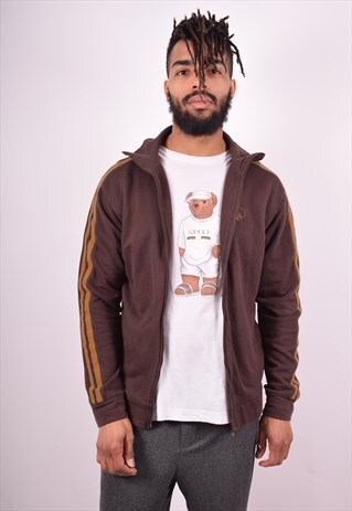 GUESS MENS VINTAGE TRACKSUIT TOP JACKET MEDIUM BROWN 90'S