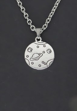 CRW Silver Saturn Planet  Necklace 