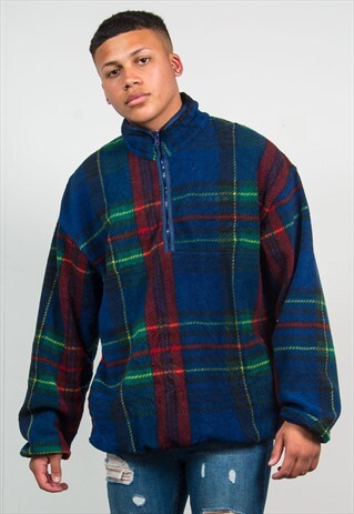 IZOD TARTAN QUARTER ZIP FLEECE
