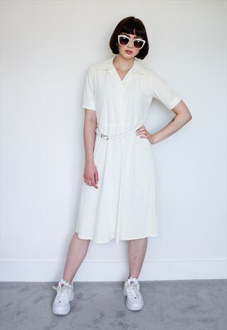VINTAGE CREAM FLANNEL DRESS
