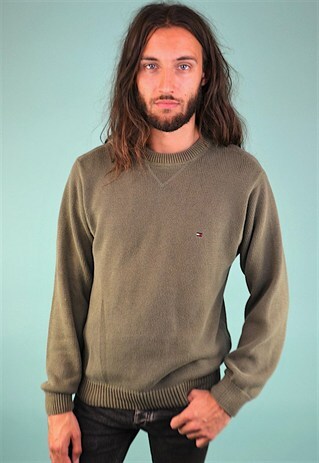 VINTAGE 90'S TOMMY HILFIGER V-INSERT CREW NECK JUMPER