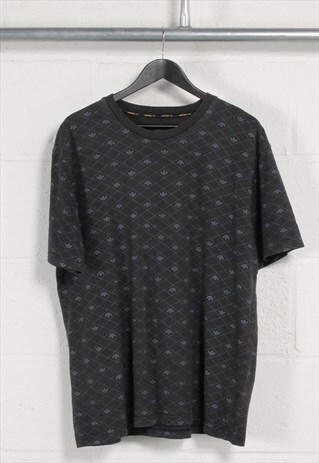 Vintage Adidas T-Shirt in Dark Grey Crewneck Sports Tee XL