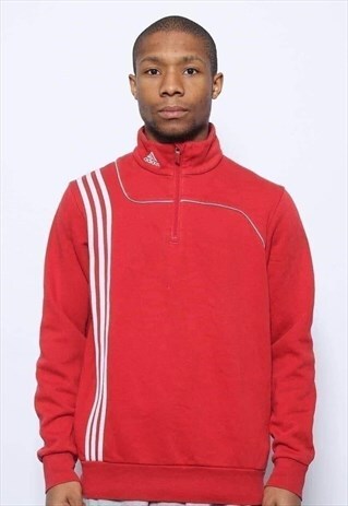 VINTAGE ADIDAS LOGO QUARTERZIP SWEATSHIRT RED