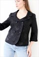 DOUBLE-BREASTED VINTAGE BLAZER 90S JACQUARD SUIT JACKET