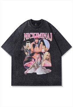 Nicky Minaj fan t-shirt singer tee retro skater top in black