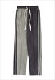 TWO COLOR VELVET FEEL PANTS WIDE STRIPED JOGGERS IN GREY