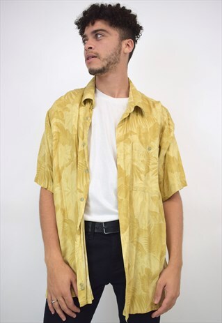 VINTAGE 90S GOLDEN SAND LEAF PRINT SHIRT