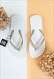 Naked Two Tone White Flip Flops With Gold Straps