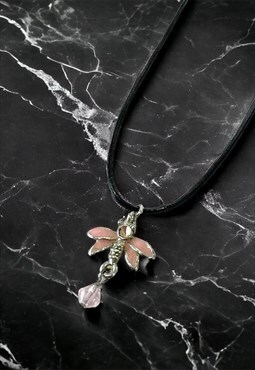 Y2K Dragonfly Pendant Choker Necklace