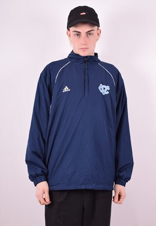 ADIDAS MENS VINTAGE PULLOVER TRACKSUIT TOP LARGE BLUE 90'S