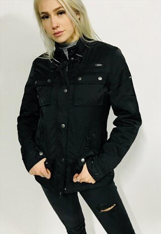 VINTAGE REEBOK JACKET BIKER WINTER BLACK M SPORTS WOMEN'S