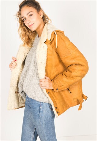 VINTAGE 80S WINTER SHEEPSKIN COAT / R033