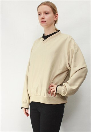 VINTAGE 90' CLASSIC OLDSCHOOL UNISEX BEIGE BOMBER JACKET