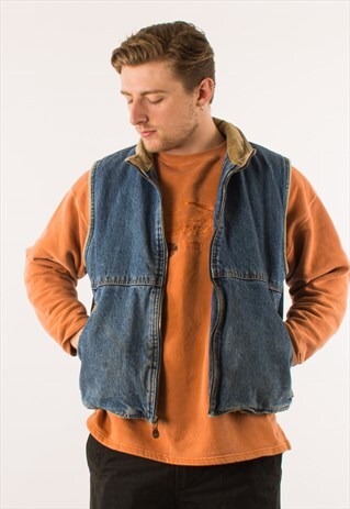 VINTAGE 90S BLUE SHERPA WRANGLER DENIM JACKET XL