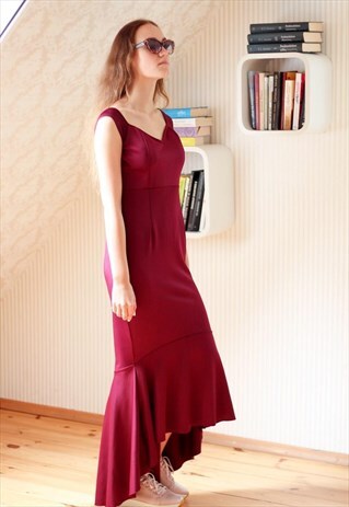 PURPLE CHERRY MAXI MERMAID DRESS