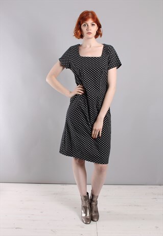 VINTAGE 80S POLKA DOT PATTERNED DRESS