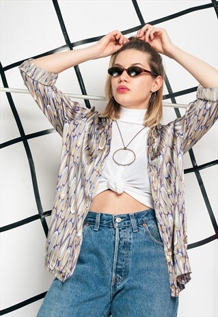 PURE SILK SHIRT - 90S VINTAGE PSYCHEDELIC BLOUSE