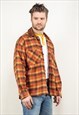 VINTAGE 80'S PLAID FLANNEL SHIRT IN BROWN AND ORANGE