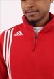 VINTAGE ADIDAS QUARTER ZIP RED SWEATSHIRT