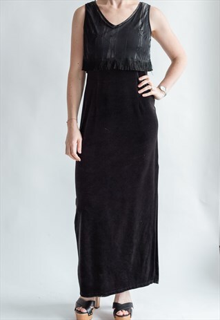 VINTAGE 90S MINIMAL GOTHIC DRESS WITH SIDE SPLIT