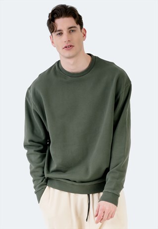 OVERSIZED SWEATSHIRT IN KHAKI WITH ACID WASH