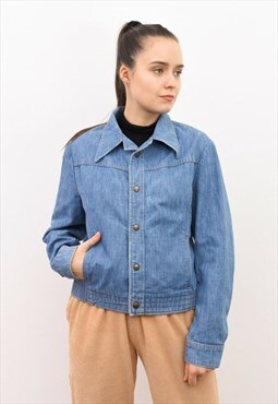 Vintage LEE Denim Jacket Snap Buttons Wrinkle Resistant
