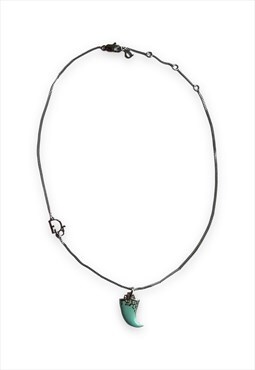 Dior necklace Galliano claw monogram blue silver tone