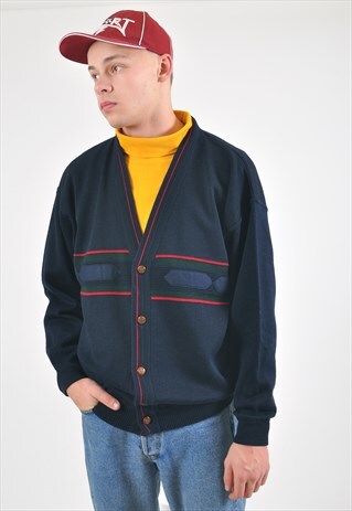 VINTAGE RETRO CARDIGAN IN NAVY