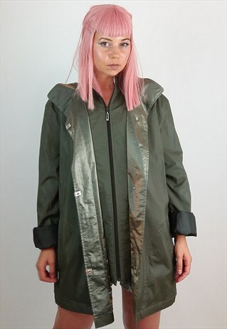 VINTAGE 80'S OVERSIZED PINE GREEN JACKET / COAT