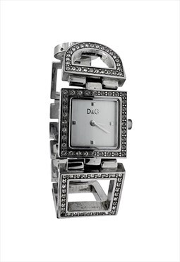 Dolce and Gabbana D&G Watch Silver Metal Crystal Vintage