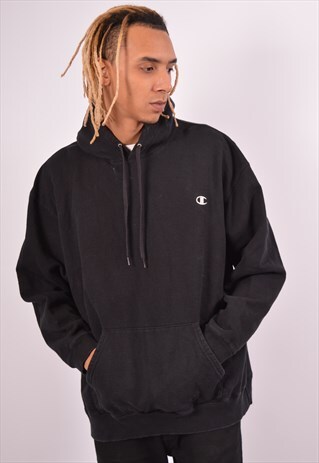 VINTAGE CHAMPION HOODIE JUMPER BLACK