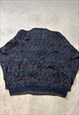 VINTAGE KNITTED JUMPER ABSTRACT PATTERNED GRANDAD SWEATER