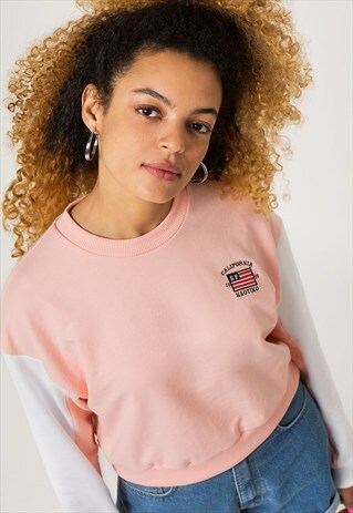"CANDY" SWEATSHIRT IN PEACH/WHITE