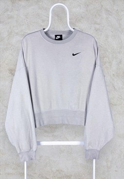 Nike Beige Sweatshirt Cropped Oversized Women's Small