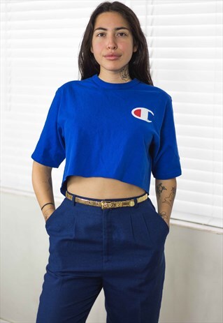 VINTAGE CHAMPION CROP TOP REWORKED LOGO 90S X 5.7